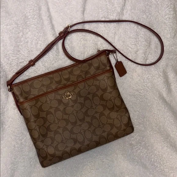 バッグ COACH Signature brown Coach Signature Shoulder Bag Unisex Leather | eBay